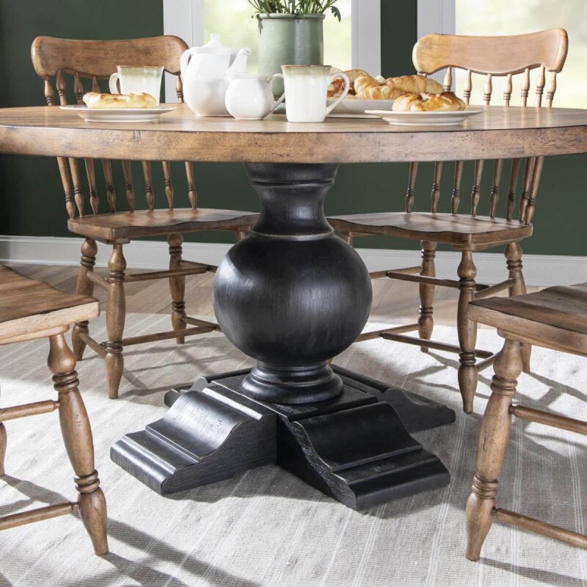 Round Dining Table Complete Dining Tables Barnwood Oak And Kettle Black 6