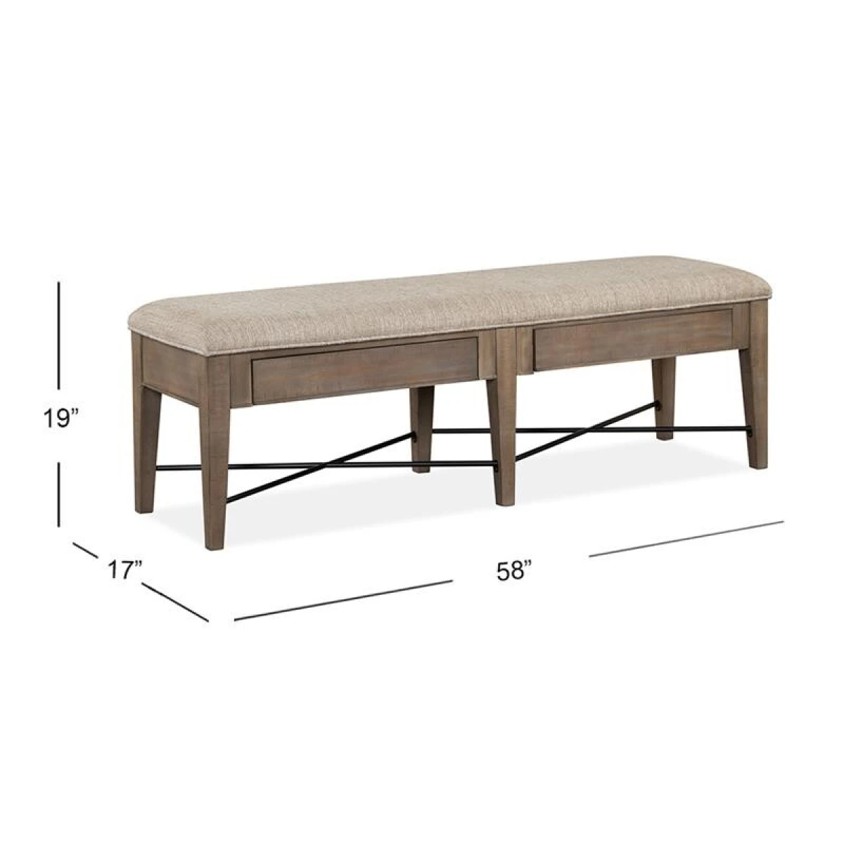 Paxton Place Bench w/Upholstered Seat Chairs & Benches Brown 13