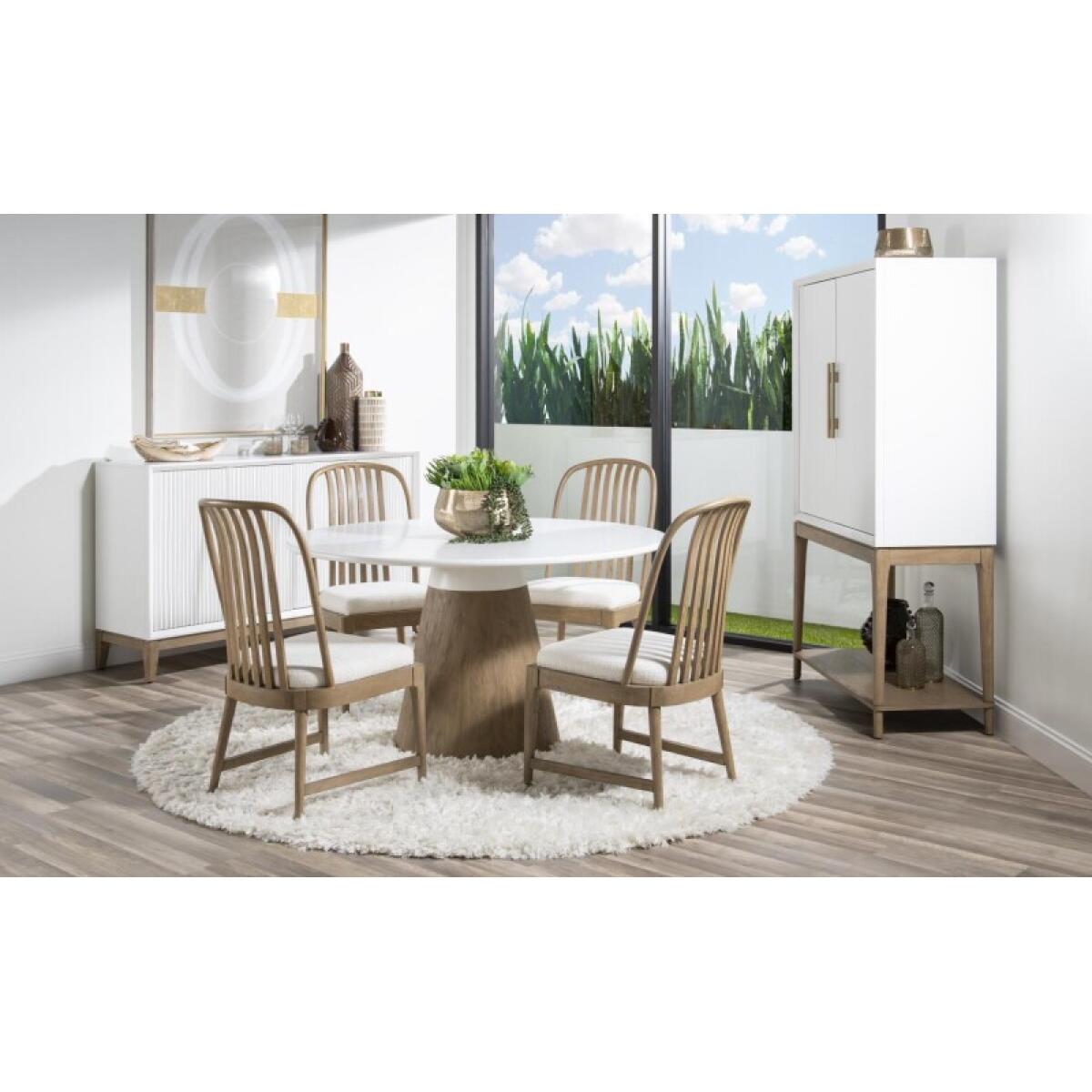 Complete Round Dining Table Dining Tables Cloud White And Desert Oak 9