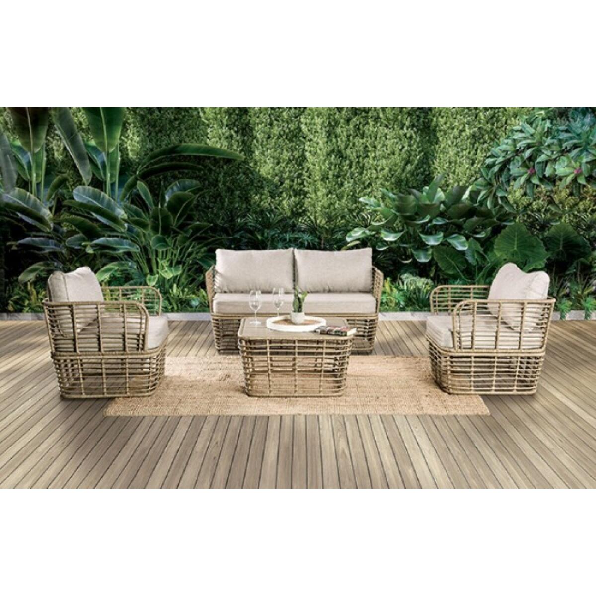 Johari 4 Pc. Conversation Set Outdoor Sets Cream 5