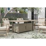 Bordeaux Dining Table w/ Fire Pit & Cooler Outdoor Dining Tables Brown 9