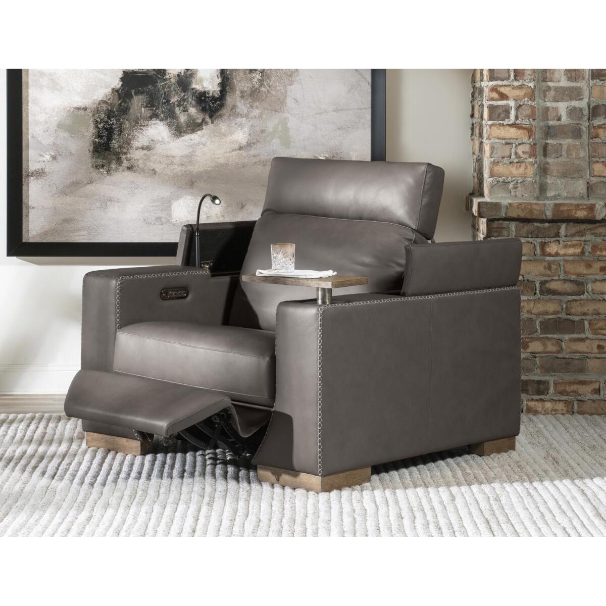 Swivel Chair W/rachet Headrest, Storage Arm, Wood Swivel Top, Power Grommet, And Ipad Holder Sectionals Gray 5