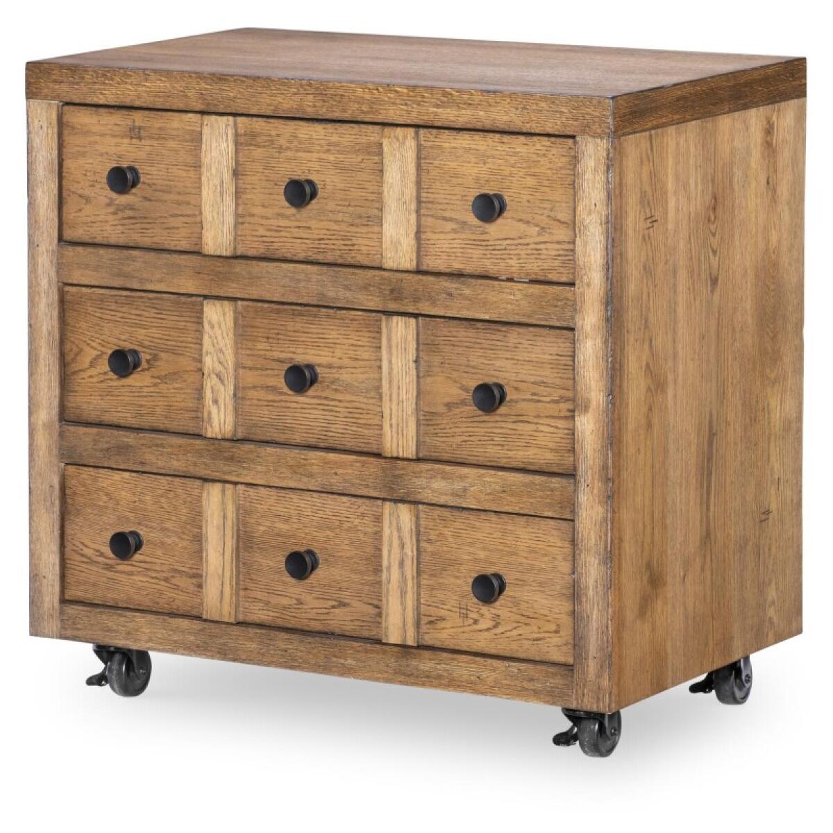5075968ee923d68cf26416d30eb957c0 Nightstand 3 Drw W/ Casters Barnwood Oak CLH4010-3100 - Image 1