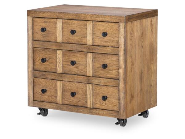 Nightstand 3 Drw W/ Casters Nightstands Barnwood Oak