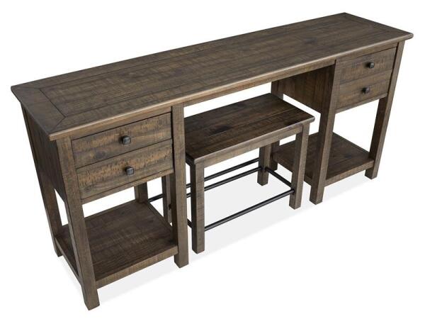 Smithton Rectangular Sofa Table w/1 Stool Sofa Tables Brown 26