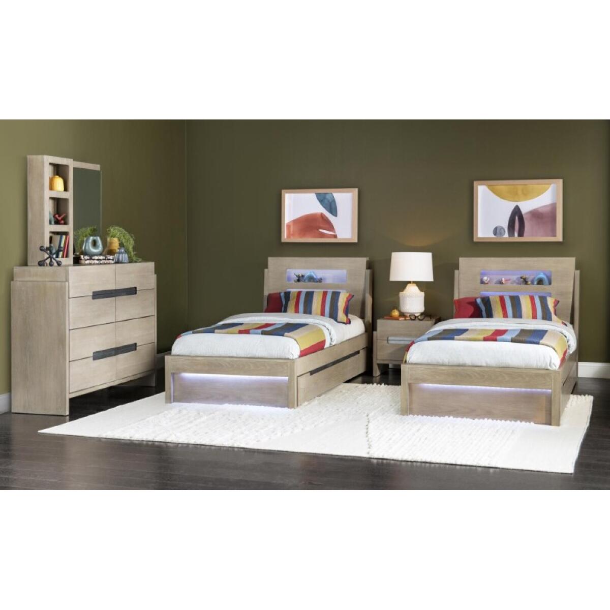 Complete Panel Bed Twin 33 Weathered Oak Finish Youth Beds Brown 5