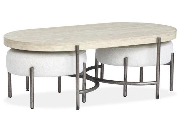 Jennings Oval Cocktail Table w/2 Ottomans (Uph. Seat) Cocktail & Coffee Tables Cocktail & Coffee Tables 12