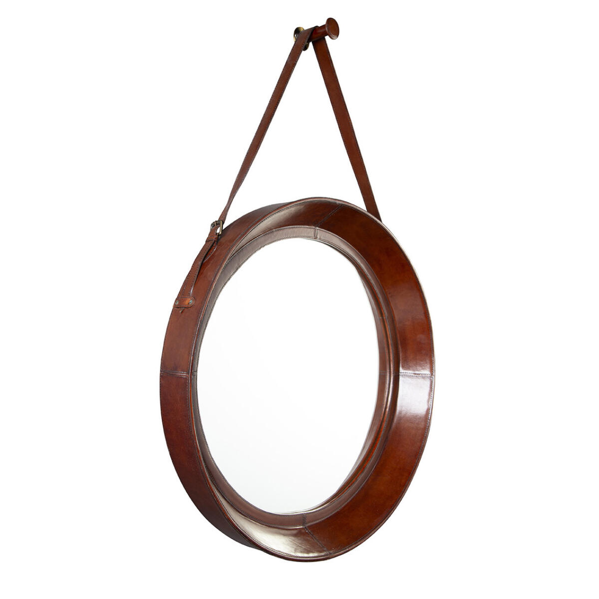 Milo Round Hanging Mirror Mirrors Brown 4