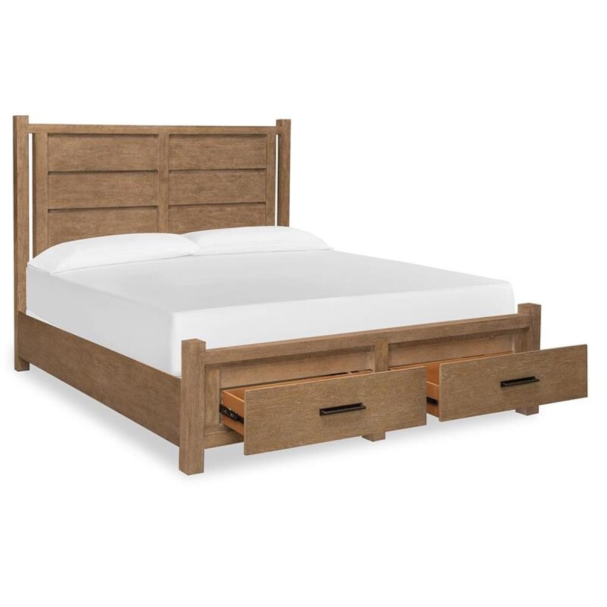 Plum Creek - LT. Brown Complete King Panel Storage Bed - Image 6