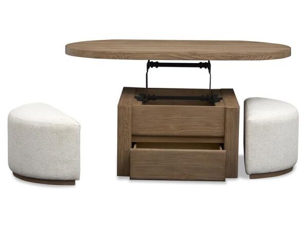 Hayden Lift Top Stg.Cocktail Table w/Casters & 2 Uph.Stools - Image 4