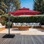 Xico 8 Ft Square Umbrella w/ Double Top w/ LED Light + 37" Large Base