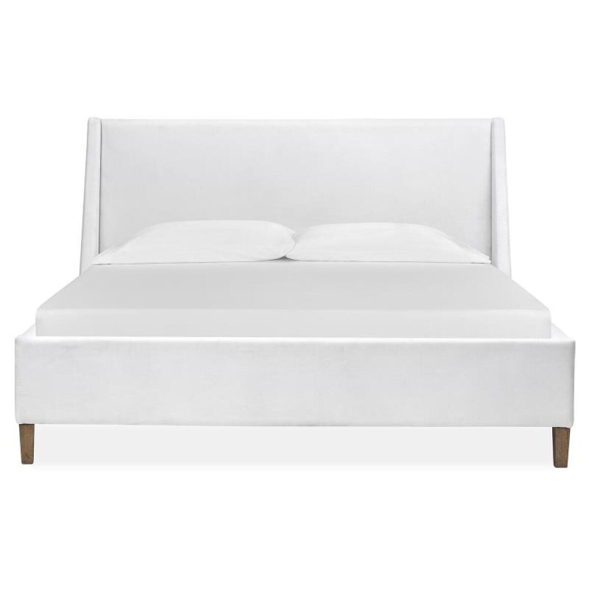 Lindon Wood Queen Island Bed White Upholstered Headboard KD - Image 2