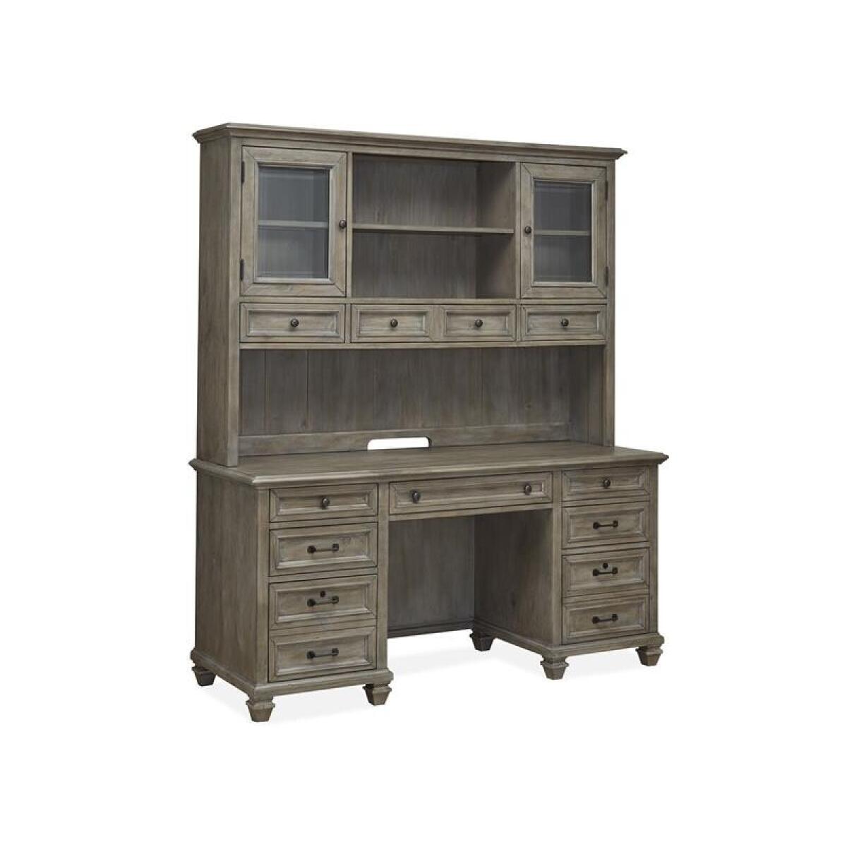 Lancaster Credenza with Hutch Office Storage Brown 5