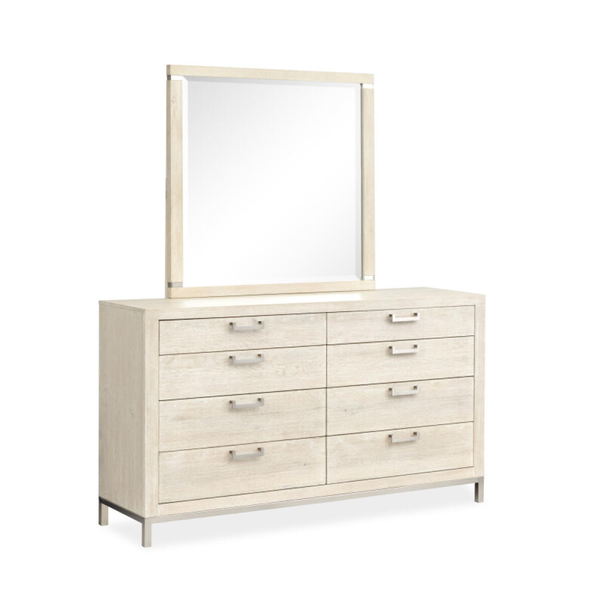 Double Drawer Dresser with Landscape Mirror Dressers Cream 5