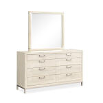 Double Drawer Dresser with Landscape Mirror Dressers Cream 11