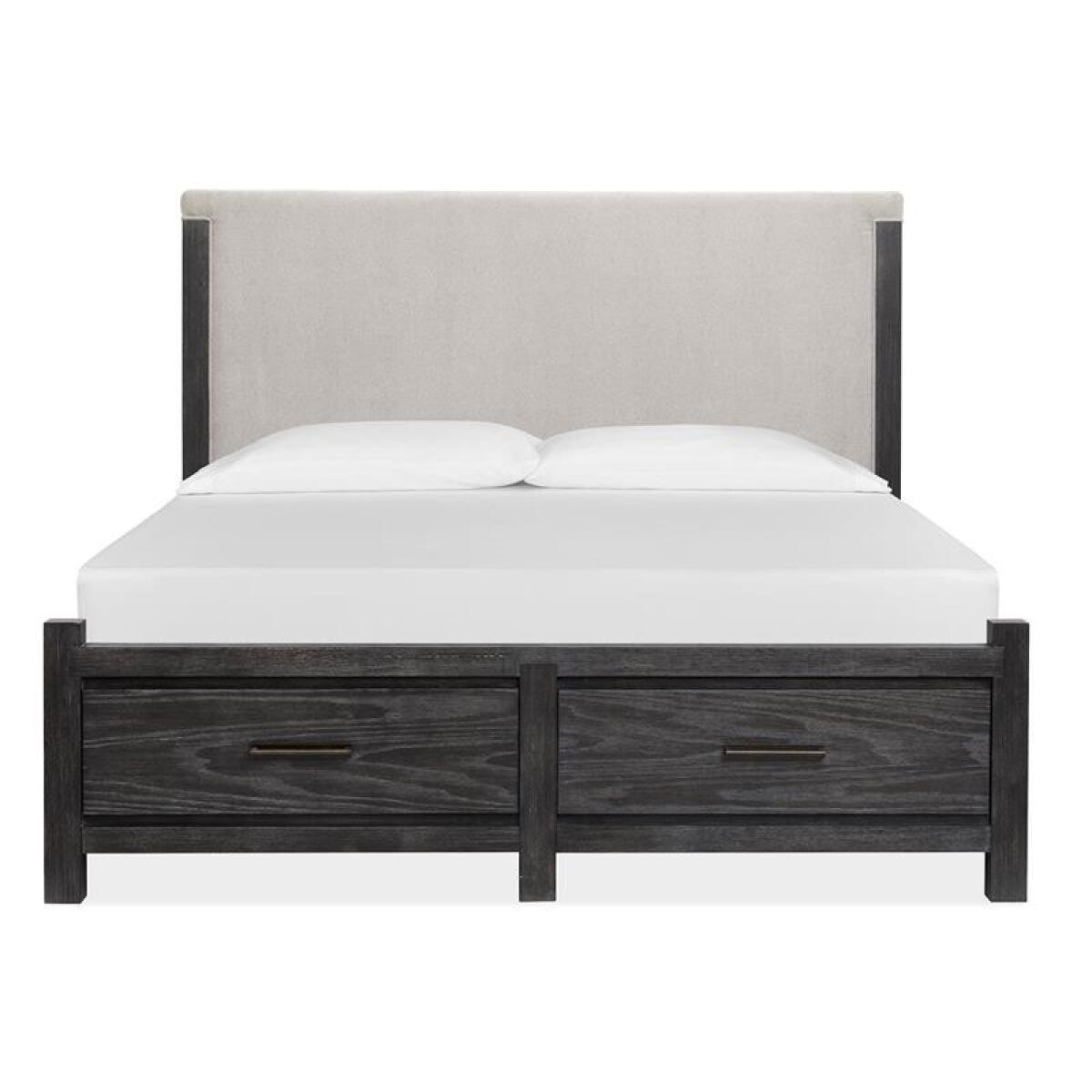 58be8ef420155b7f0090e07eecbf5bb1 Plum Creek - Black Complete King Panel Storage Bed w/Upholstered Headboard - Image 1