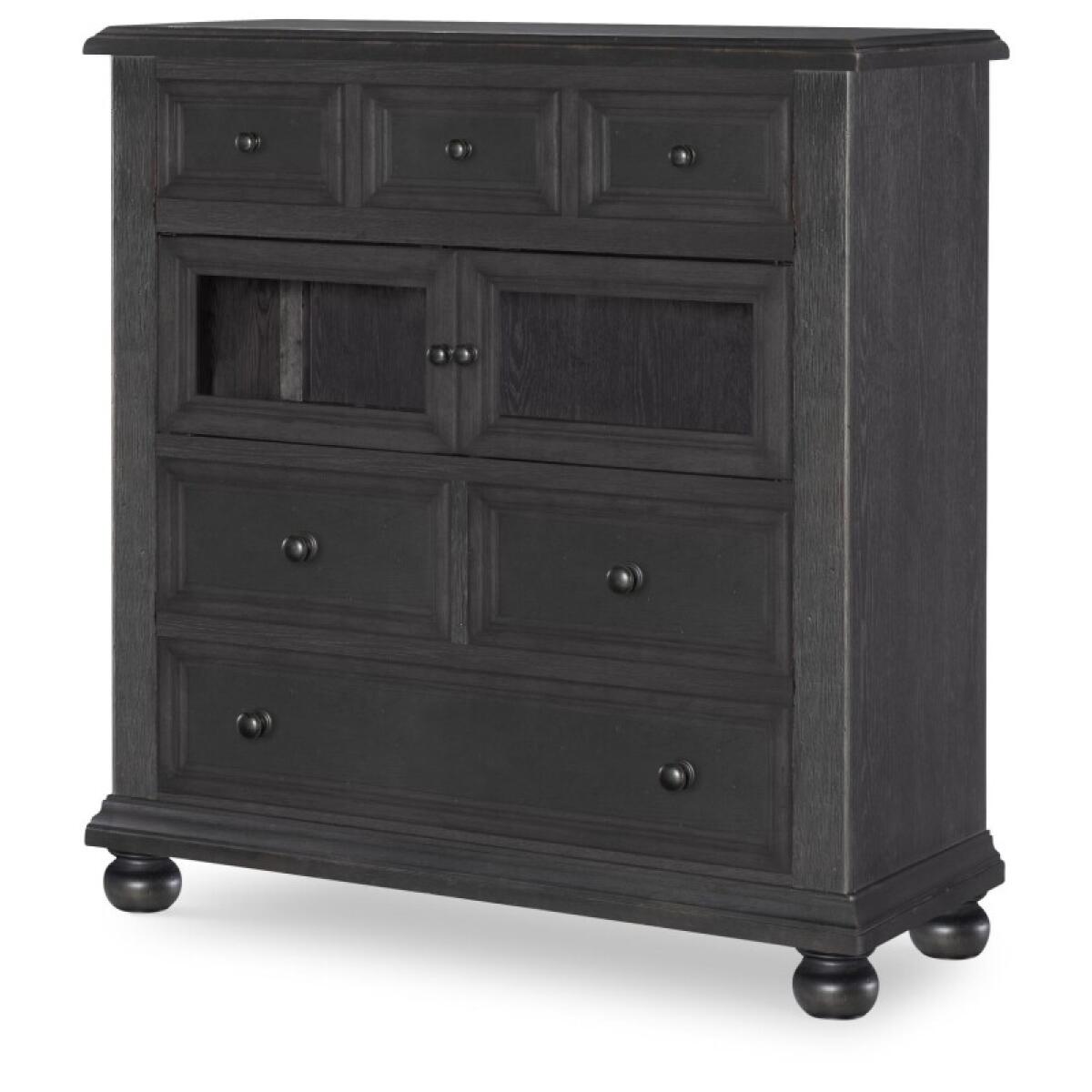 Glass Door 6 Drawer Chest Chests Black 4