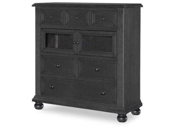 Glass Door 6 Drawer Chest Chests Black