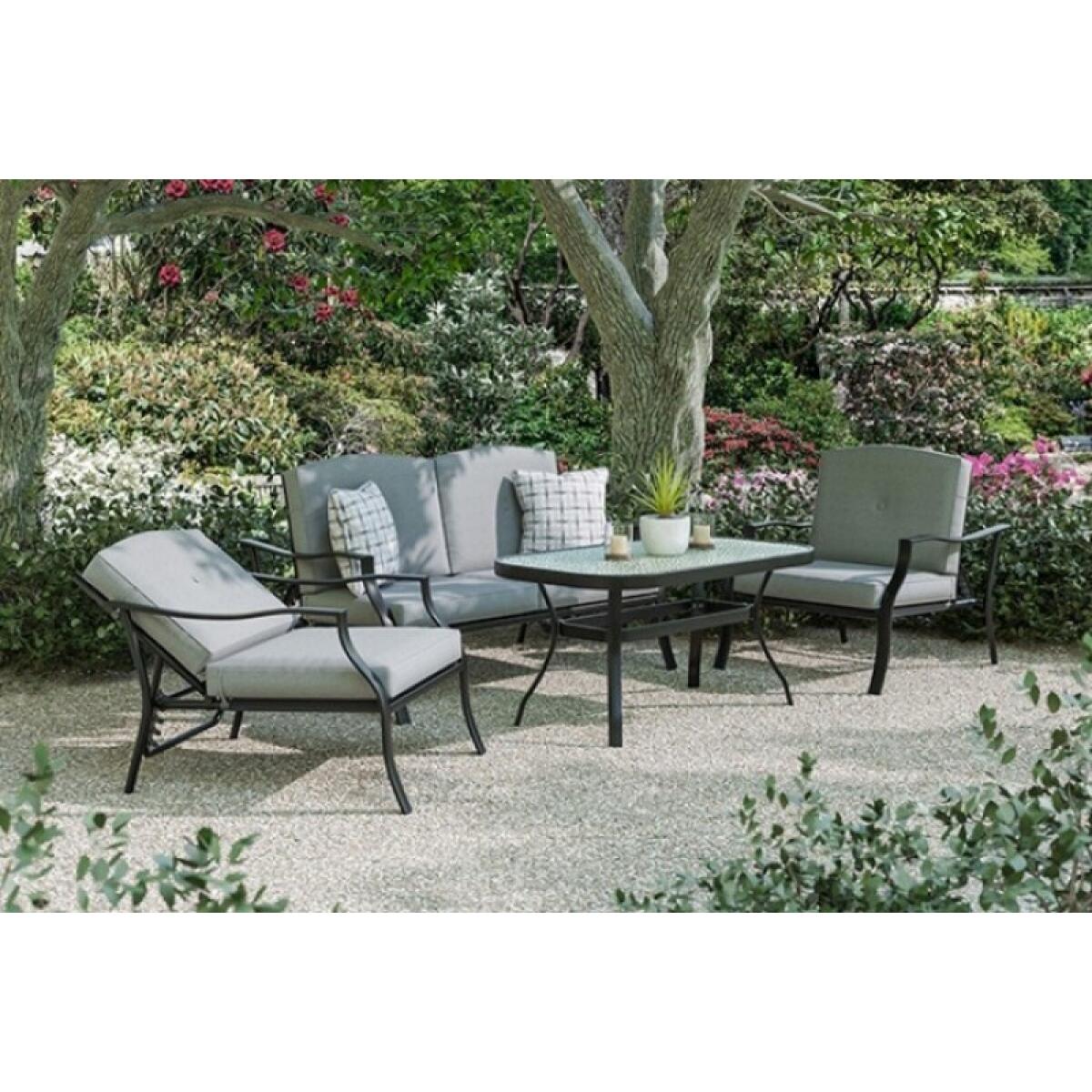 Adele 5 Pc. Conversation Set w/ Adjustable Chairs Outdoor Sets Black/Gray 5