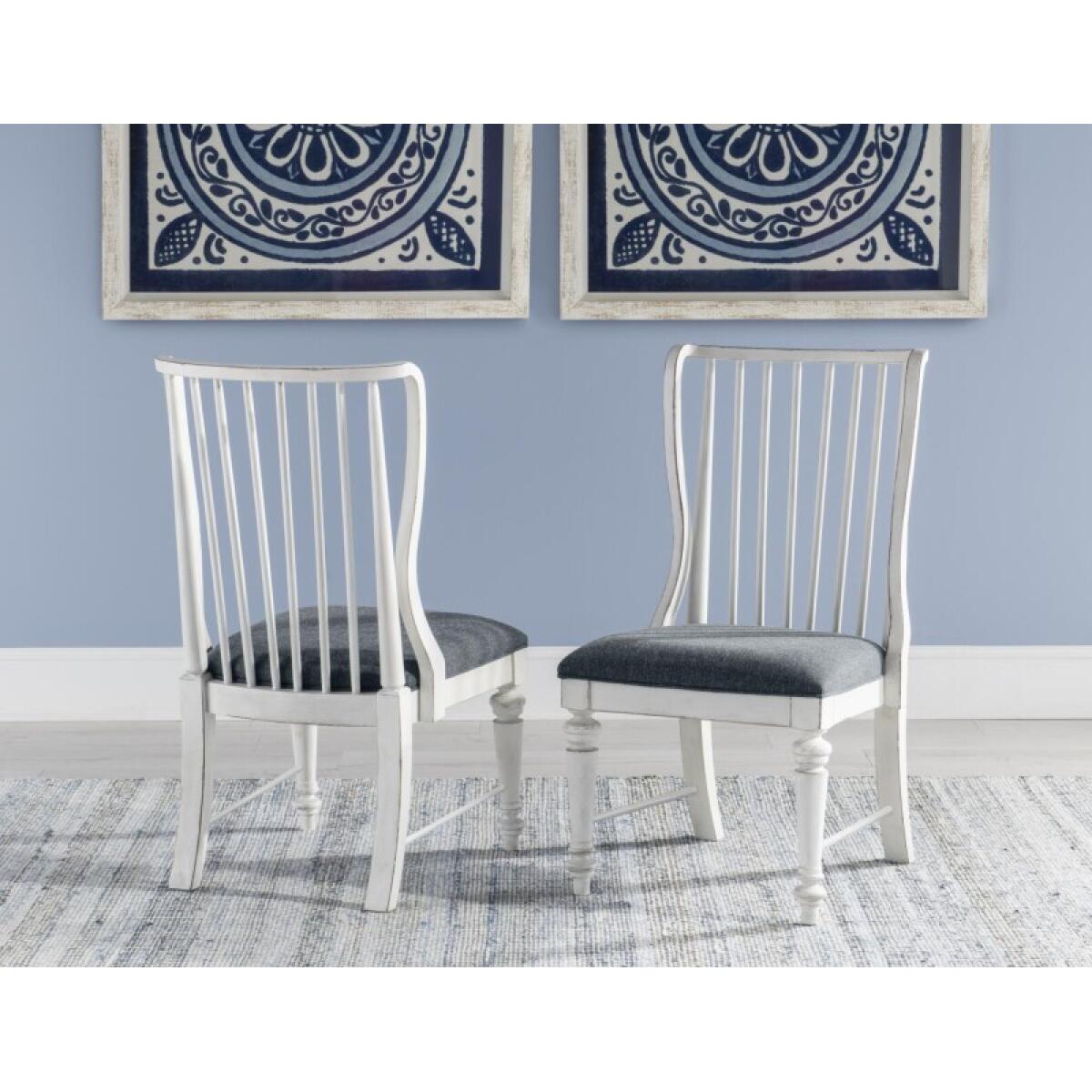 Slat Back Side Chair Chairs & Benches Aged White 7