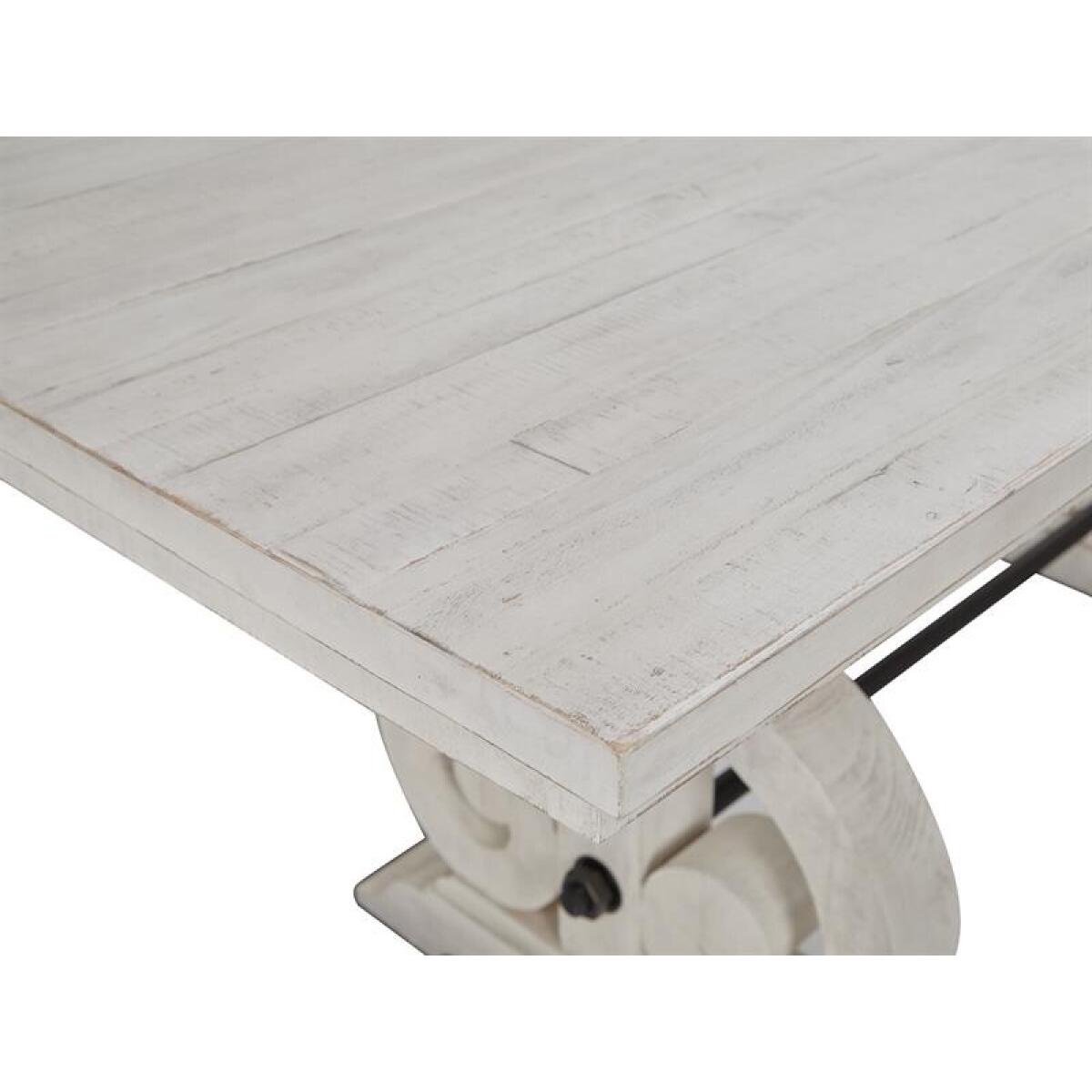 Bronwyn Rectangular Counter Height Table Dining Tables Alabaster, Toasted Nutmeg, Antique Brass w/Pewter Overlay, Baja Natural Fabric 9