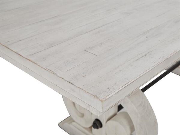 Bronwyn Rectangular Counter Height Table Dining Tables Alabaster, Toasted Nutmeg, Antique Brass w/Pewter Overlay, Baja Natural Fabric 23