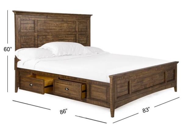 Bay Creek Complete King Panel Bed with Storage Rails - Image 4