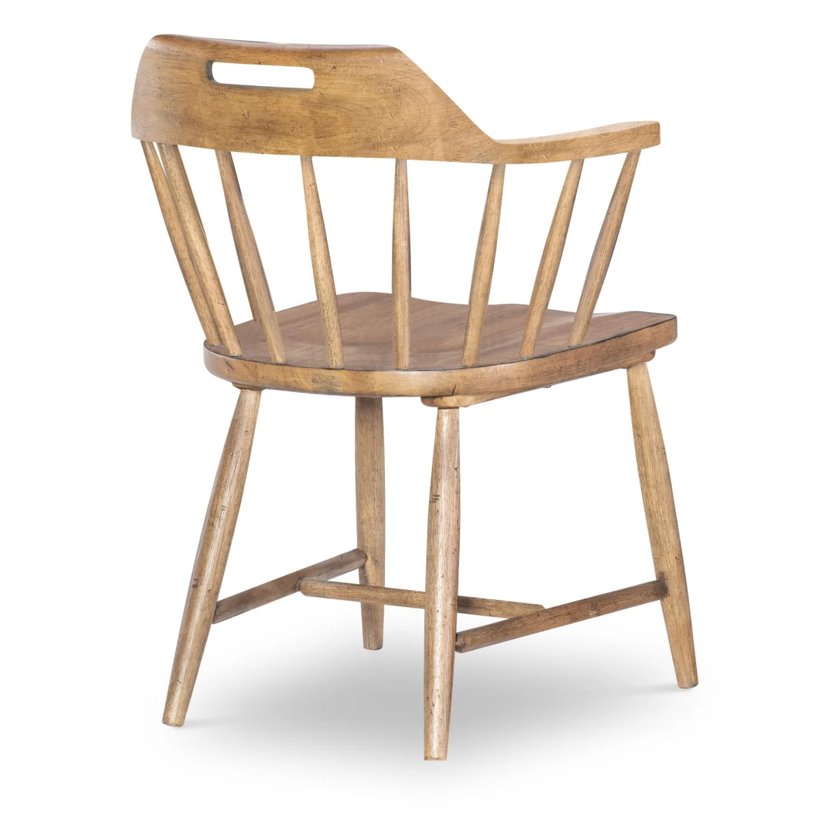 Spindle Back Arm Chair W. Handle Cut Out Chairs & Benches Barnwood Oak 5
