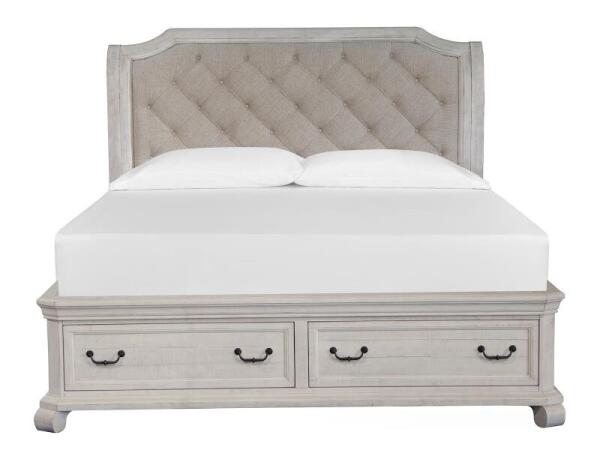 Bronwyn Complete King Sleigh Storage Bed Beds Alabaster, Toasted Nutmeg, Baja Natural Fabric 7