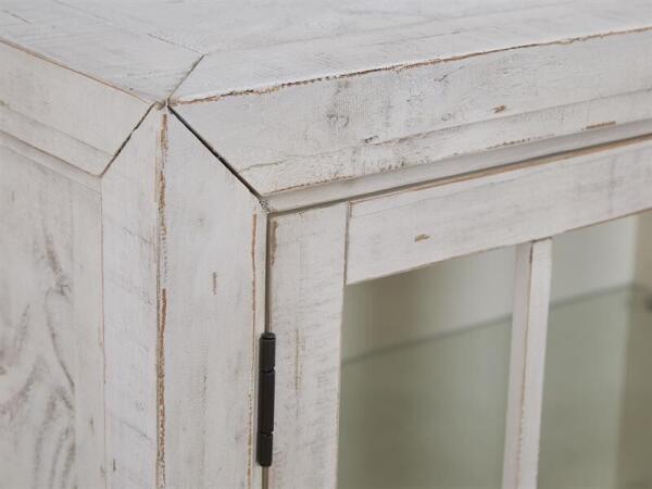 Bronwyn Buffet Curio Dining Storage Alabaster, Toasted Nutmeg, Antique Brass w/Pewter Overlay, Baja Natural Fabric 16