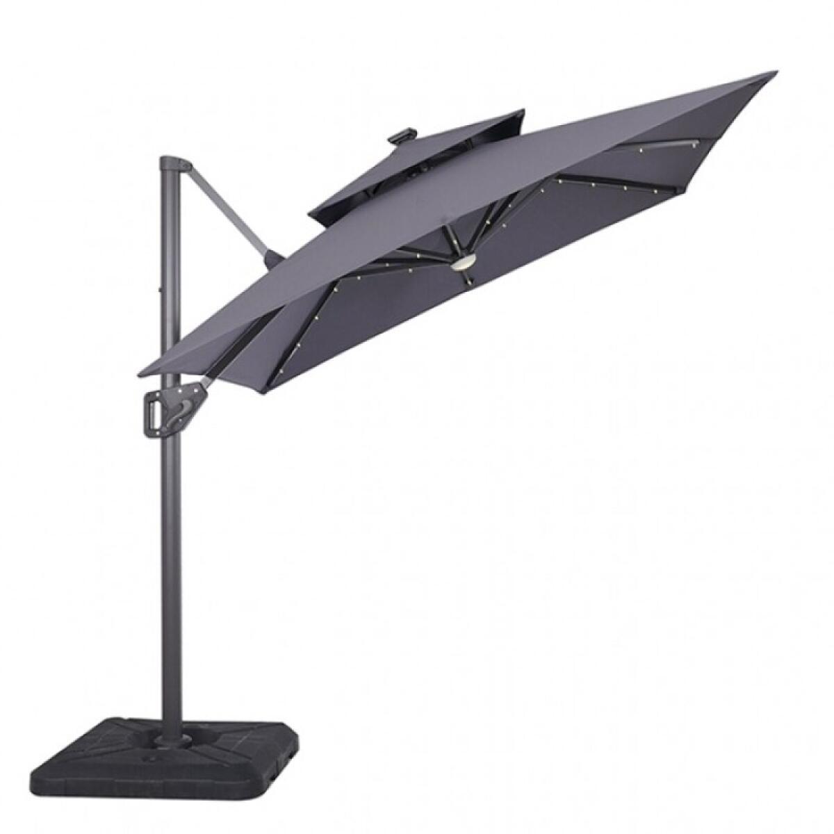 Xico 8 Ft Square Umbrella w/ Double Top w/ LED Light + 37" Large Base - Image 7