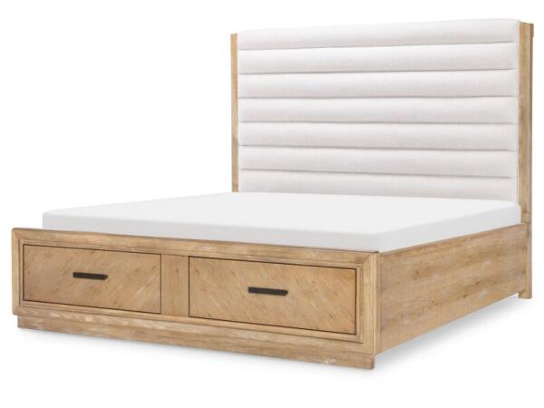 Complete King Channeled Upholstered Storage Bed 6/6 Beds Aged Driftwood