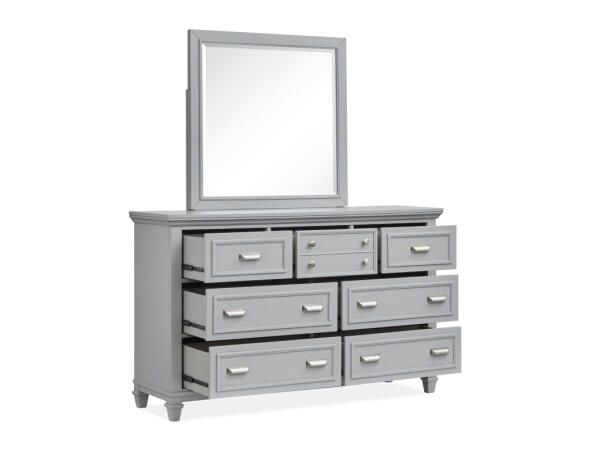 Drawer Dresser_Grey with Landscape Mirror_Grey Dressers Dressers