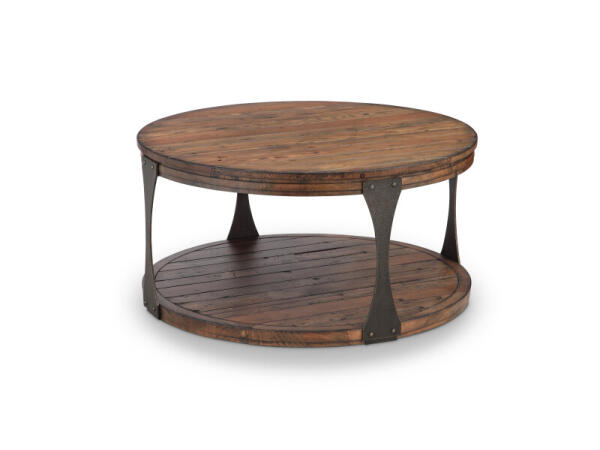Round Cocktail Table w/Casters Cocktail & Coffee Tables Bourbon and Aged iron