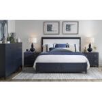 Complete Upholstered Bed W Storage King 6/0 Blue Finish - Image 5