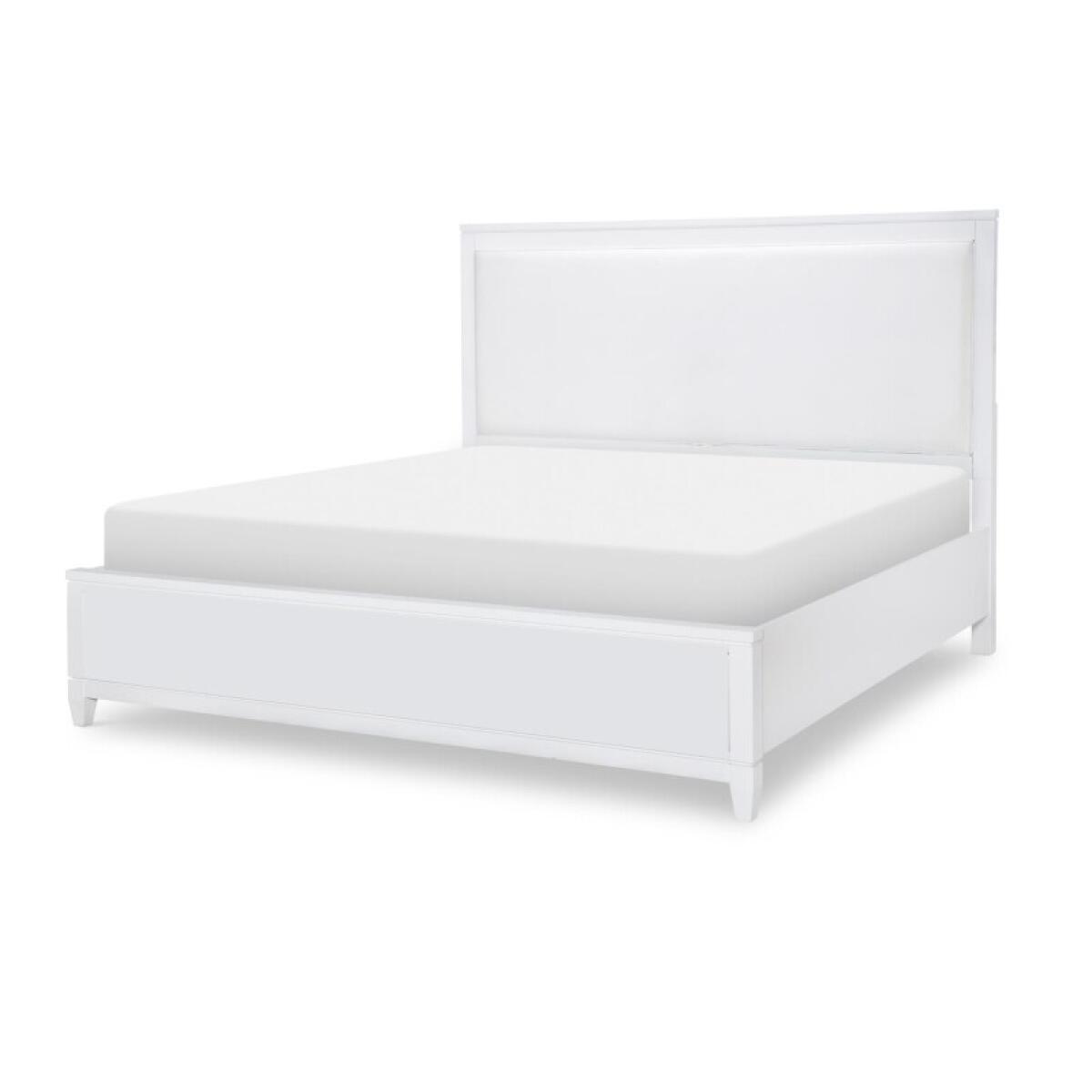 Complete Upholstered Bed W Storage King 6/6 White Finish - Image 2