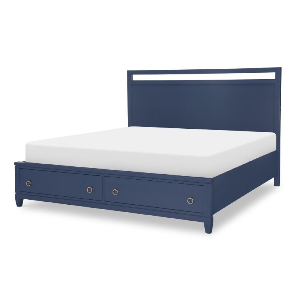 Complete Panel Bed W Storage King 6/6 Blue Finish - Image 2