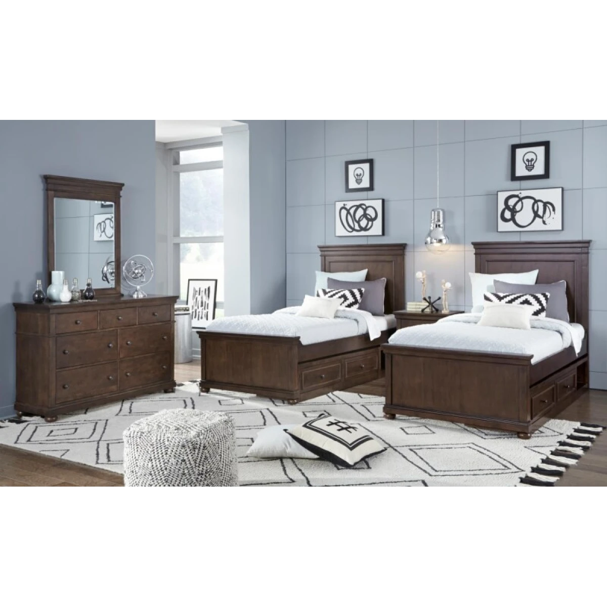 Complete Panel Full Bed Cherry Finish Youth Beds Brown 6