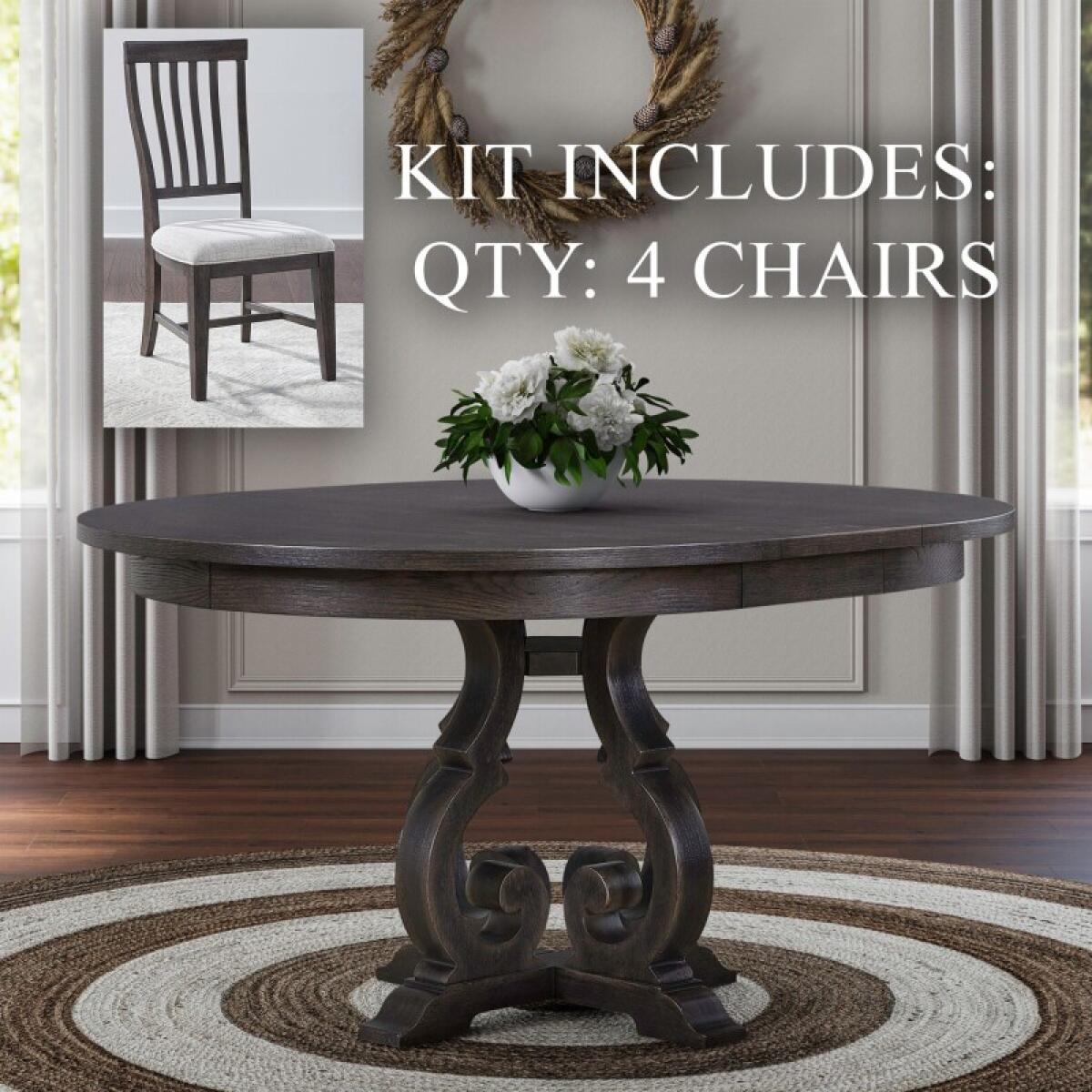 Grant Park 5 Piece Pedestal Table Set Dining Sets Brown 4