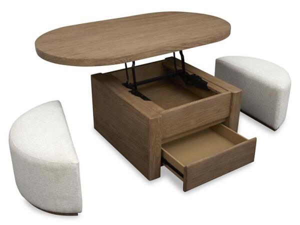 Hayden Lift Top Stg.Cocktail Table w/Casters & 2 Uph.Stools - Image 7