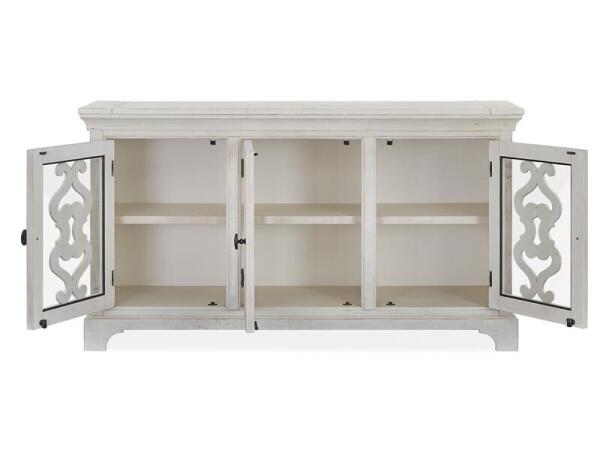 Bronwyn Server Dining Storage Alabaster, Toasted Nutmeg, Antique Brass w/Pewter Overlay, Baja Natural Fabric 14