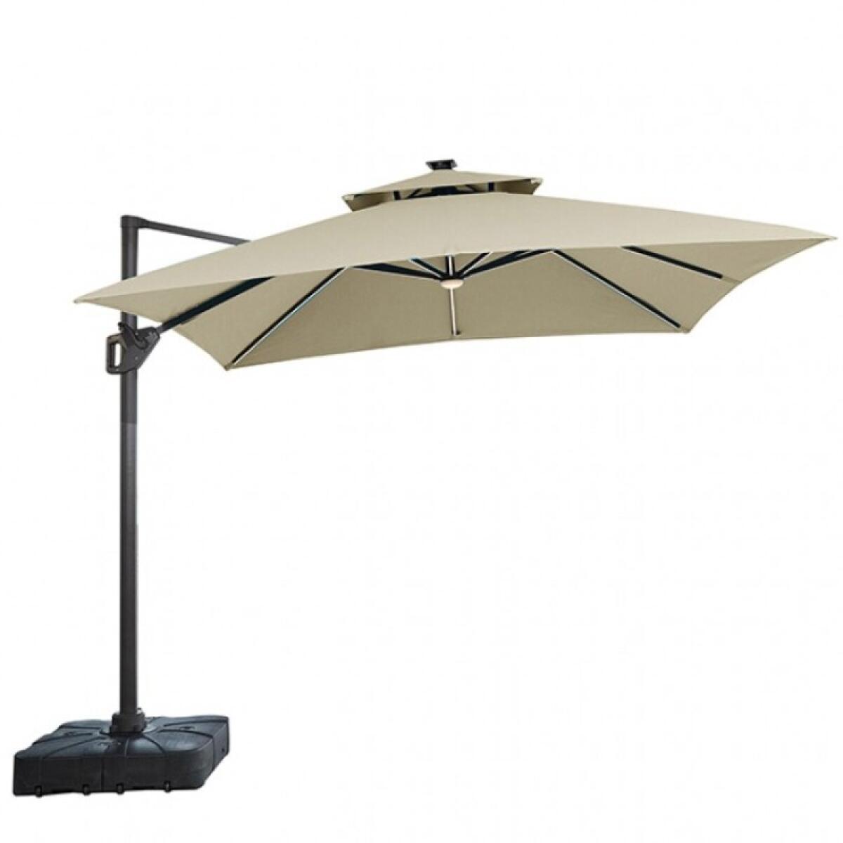 Aurora 10 Ft Square Umbrella w/ Double Top w/ LED Light + 37" Large Base - Image 2