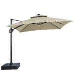 Aurora 10 Ft Square Umbrella w/ Double Top w/ LED Light + 37" Large Base