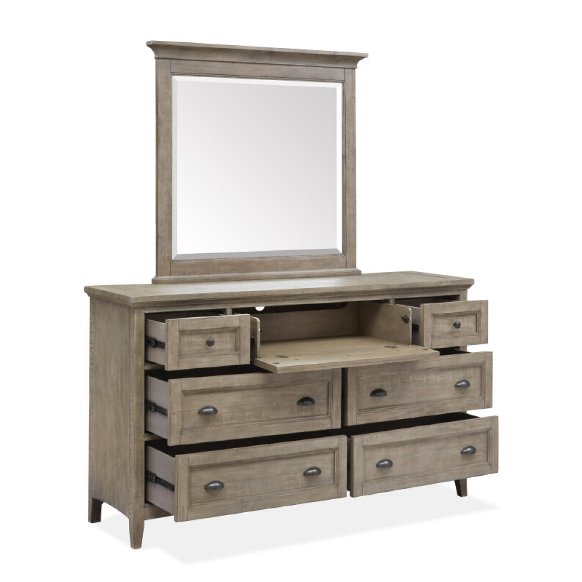 Drawer Dresser with Landscape Mirror Dressers Brown 4