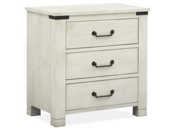 Chesters Mill Drawer Nightstand Nightstands Alabaster, Aged Iron 16