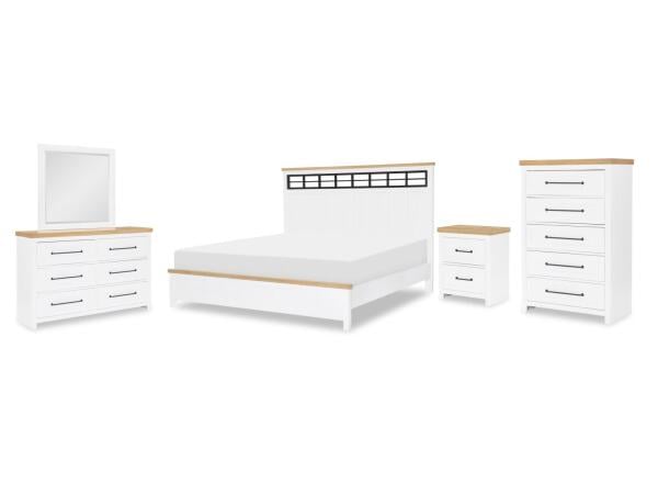 Complete Panel Bed, Queen 5/0, Mirror, Dresser, Chest Bedroom Sets Bedroom Sets