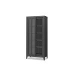 Sliding Door Display Cabinet Dining Storage Black 7