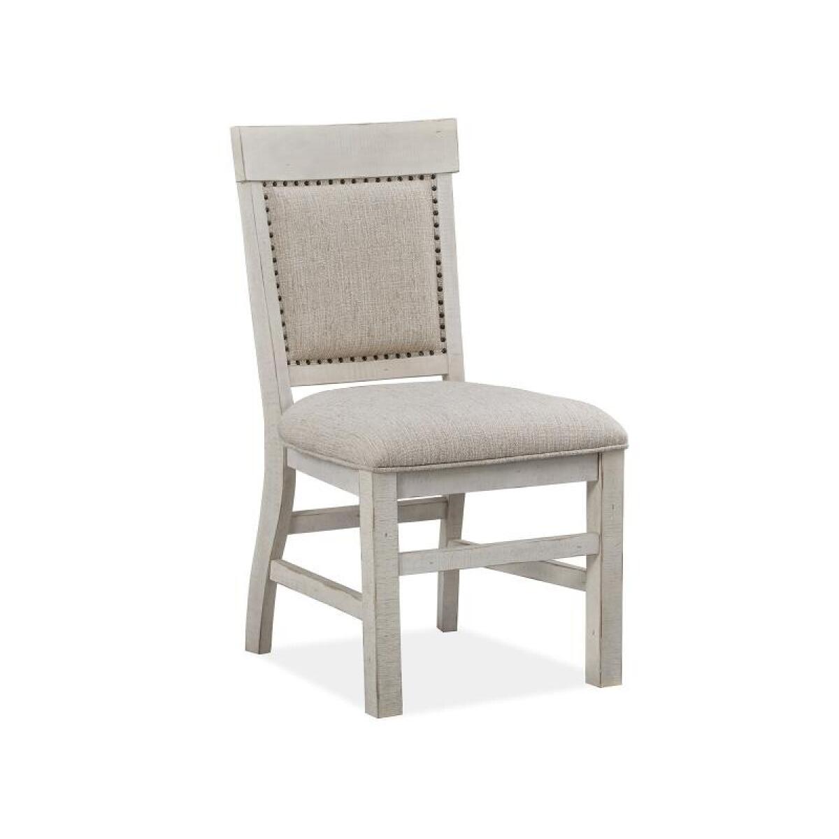 Bronwyn Dining Side Chair w/Upholstered Seat & Back (2/ctn) Chairs & Benches Alabaster, Toasted Nutmeg, Antique Brass w/Pewter Overlay, Baja Natural Fabric 4