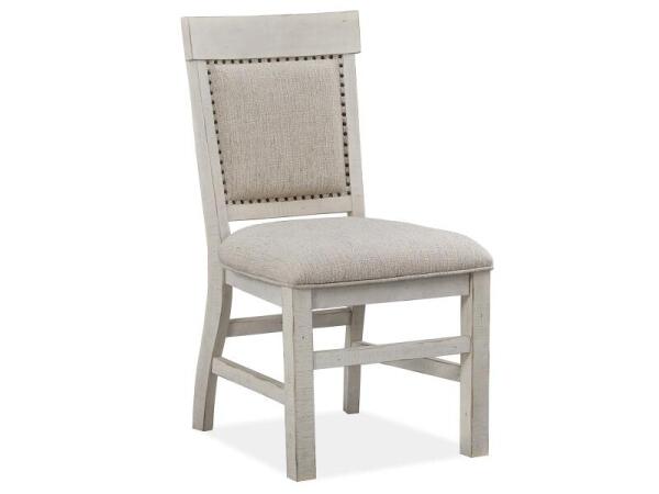 Bronwyn Dining Side Chair w/Upholstered Seat & Back (2/ctn) Chairs & Benches Alabaster, Toasted Nutmeg, Antique Brass w/Pewter Overlay, Baja Natural Fabric