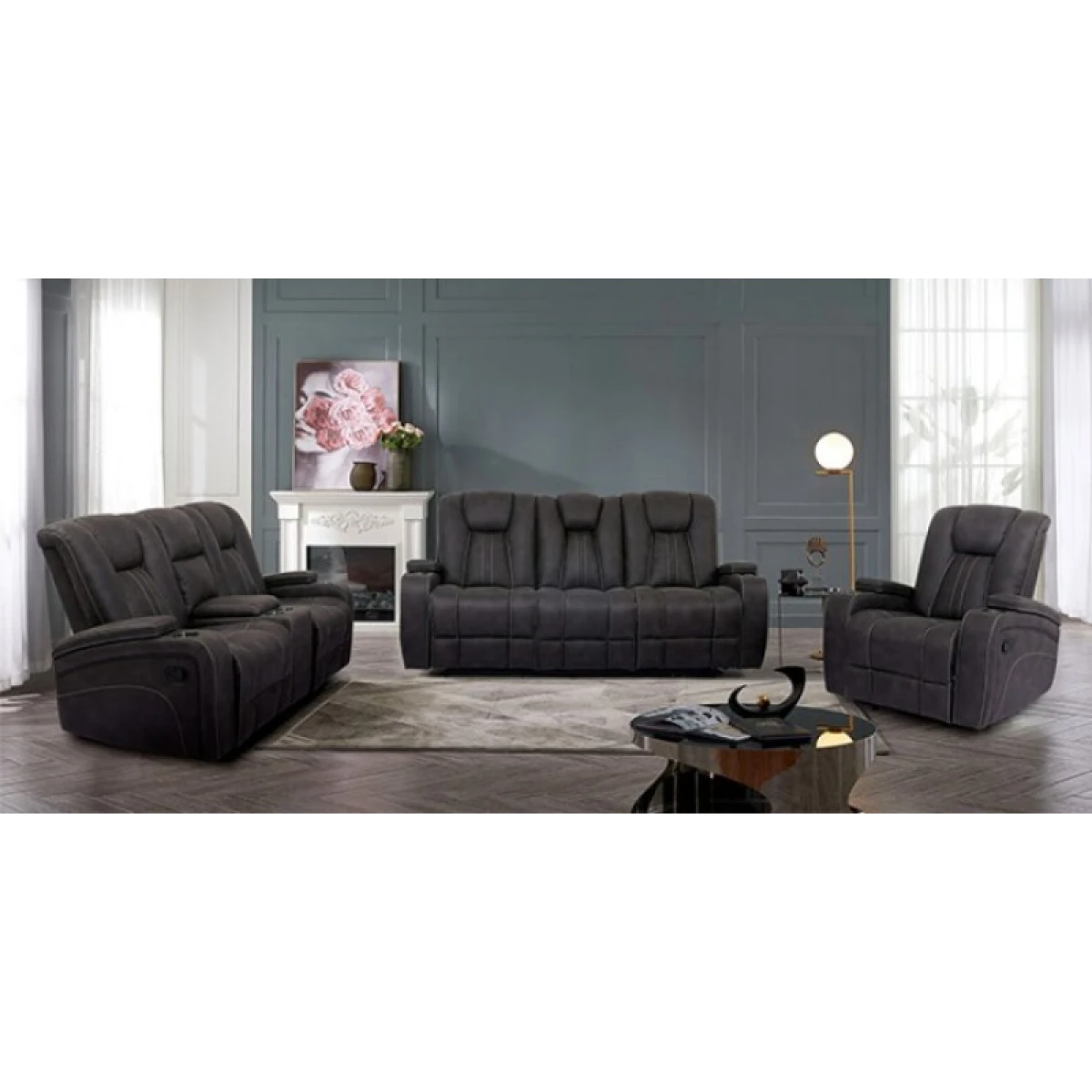 Amirah Glider Loveseat Loveseats Black 5